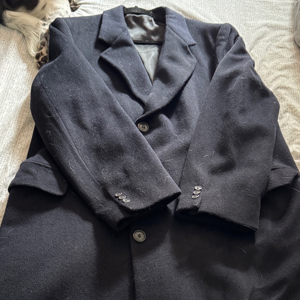 Vintage Men's Black Wool Long Coat